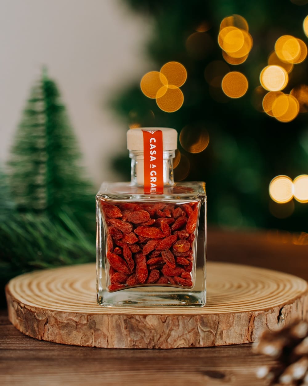 Goji, frasco visto de frente