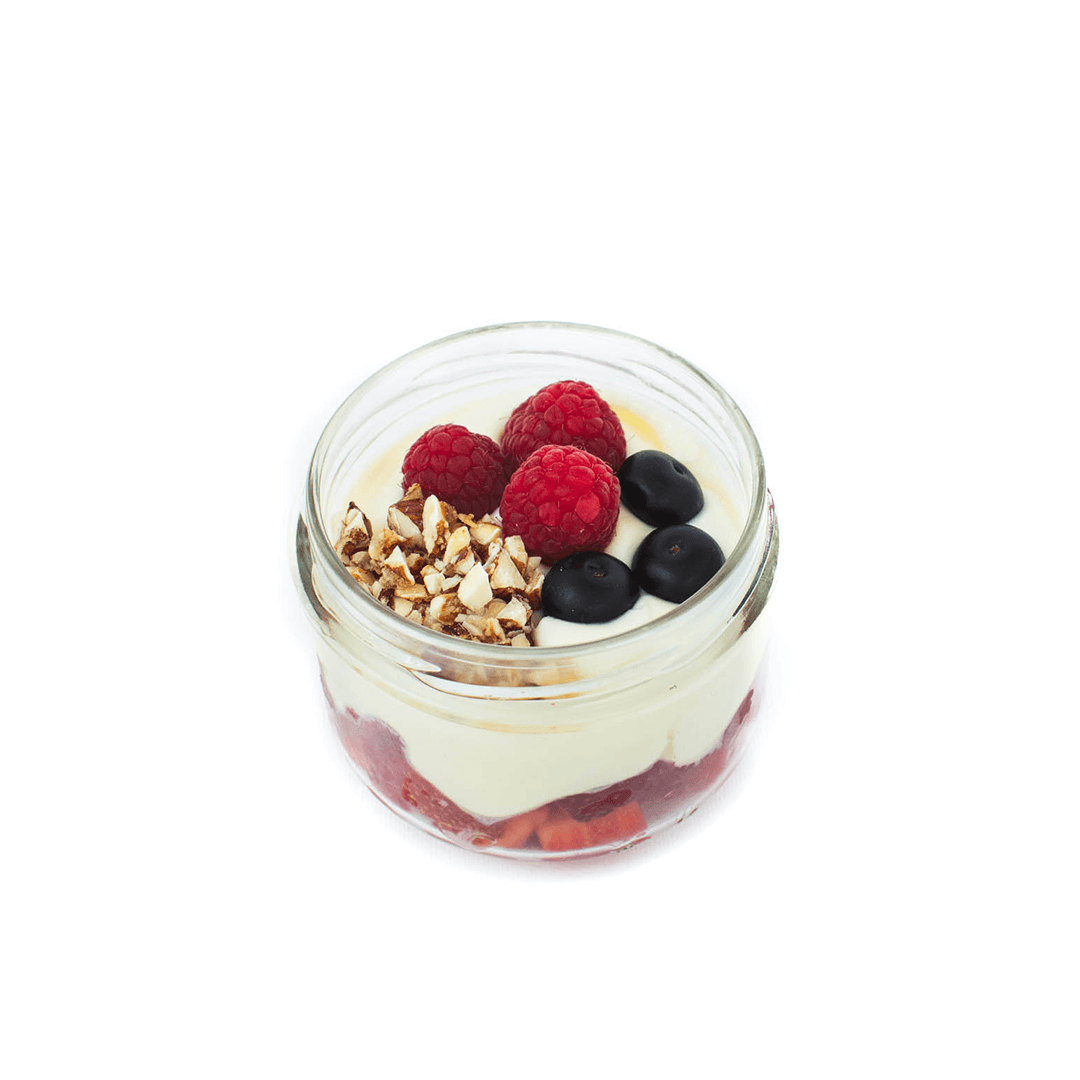 Mascarpone de Fruta e Praliné de Amêndoa, visto de cima